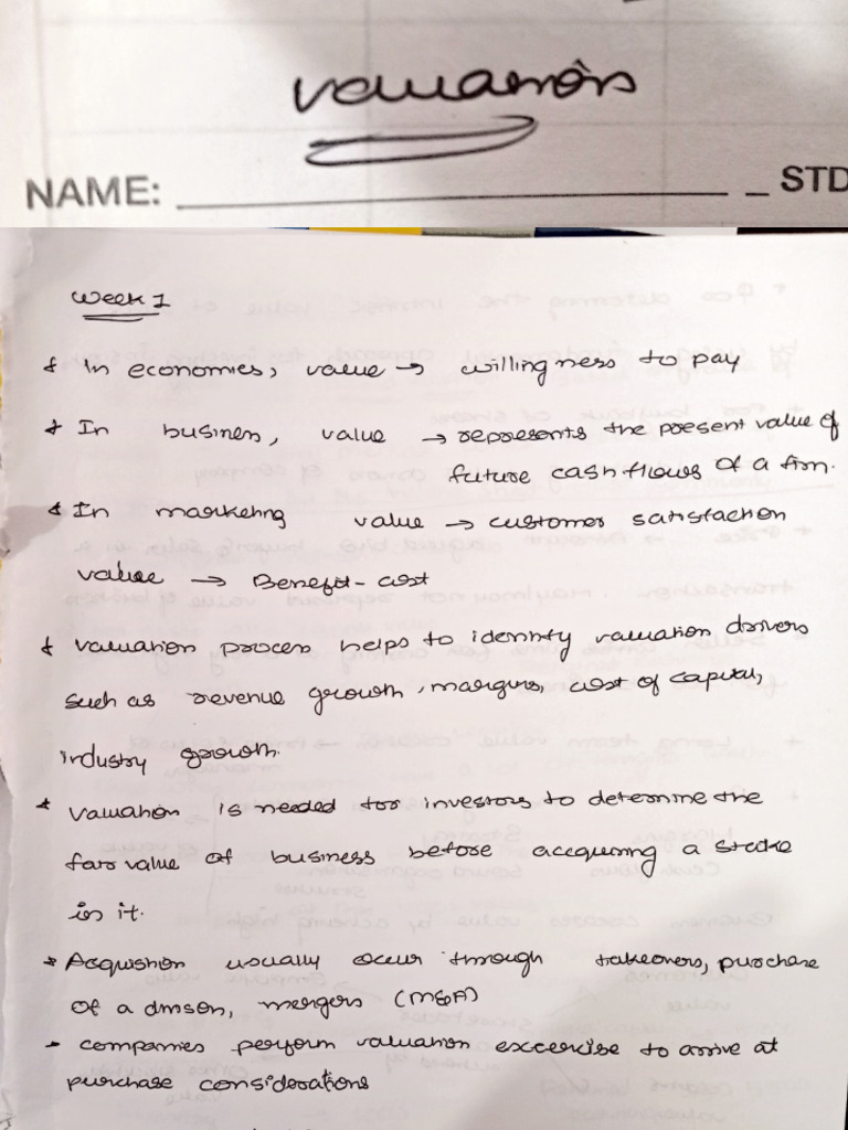 Valuation Notes | PDF