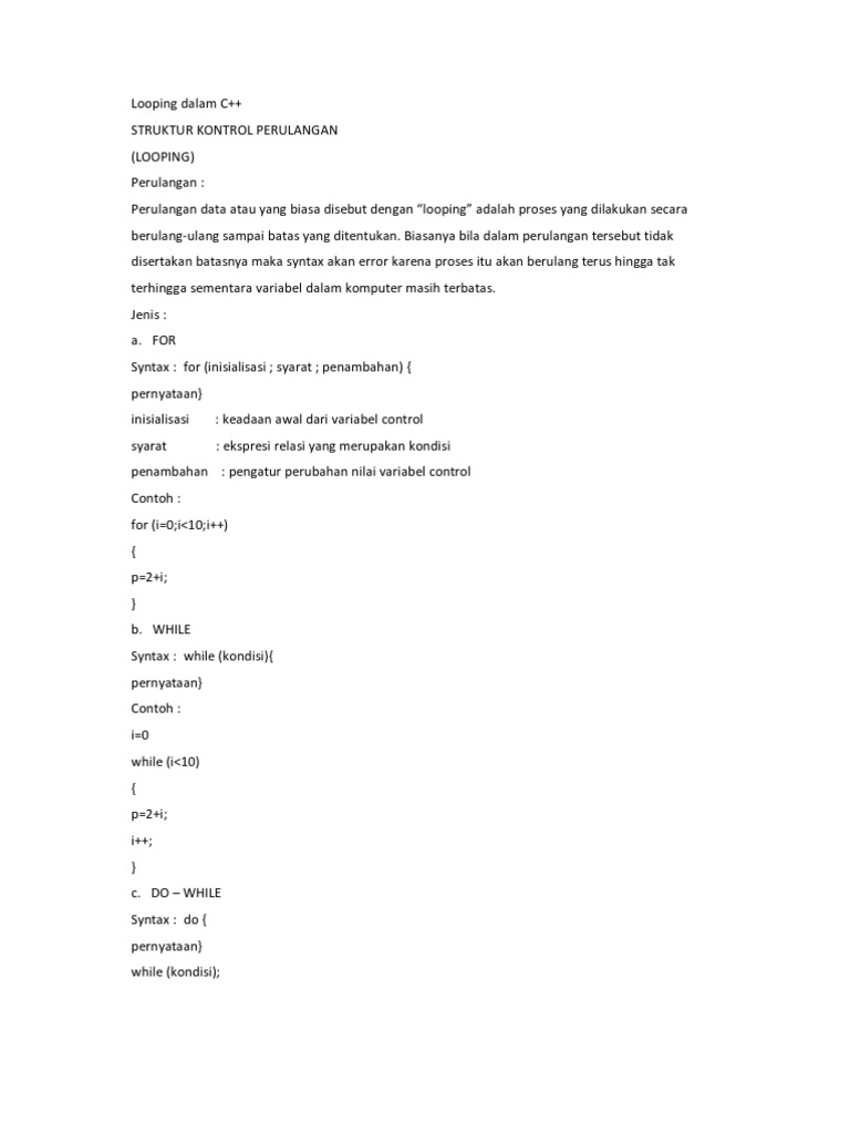 Looping Dalam | PDF | Komputer | Teknologi & Rekayasa