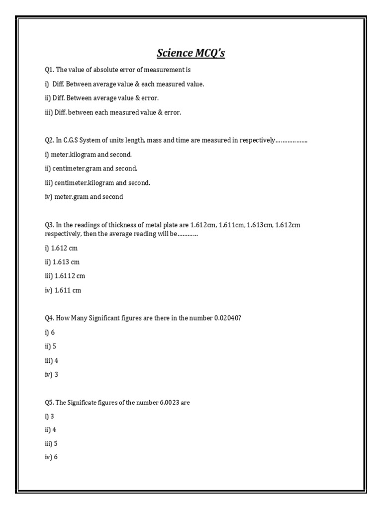 Science MCQs on Measurement and Semiconductors | PDF | P–N Junction ...