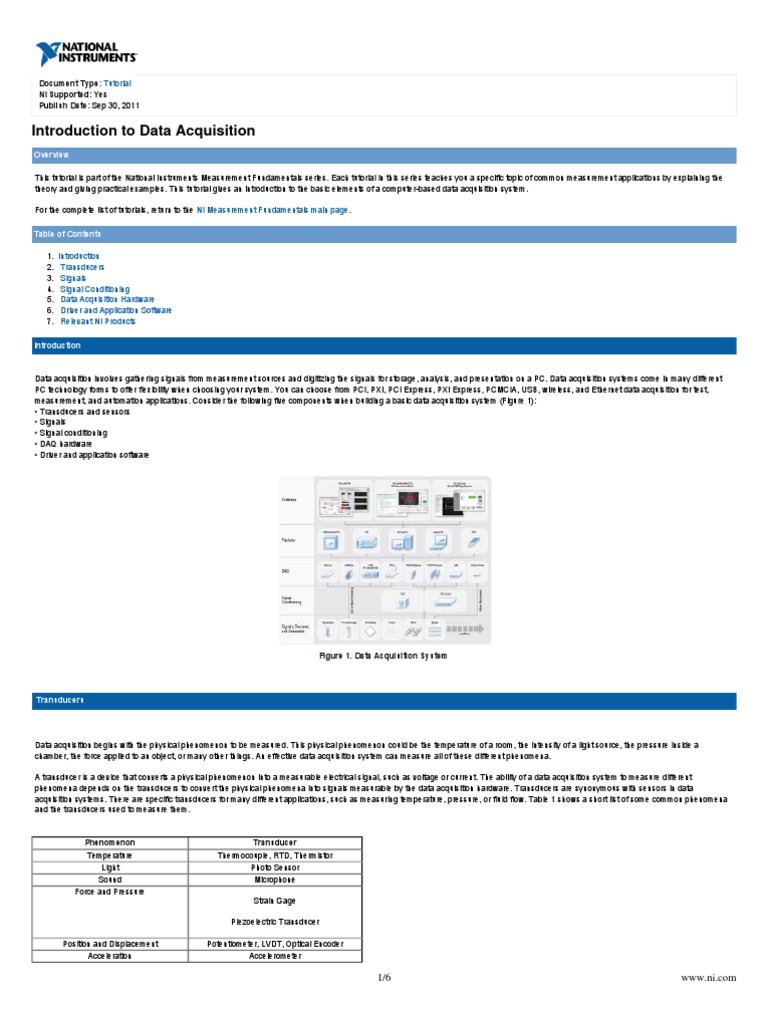 Introduction To Data Acquisition: Tutorial | PDF | Data Acquisition ...