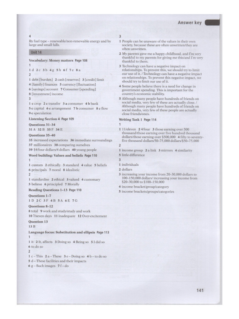 Rfi Unit 14 WB Answer Key | PDF