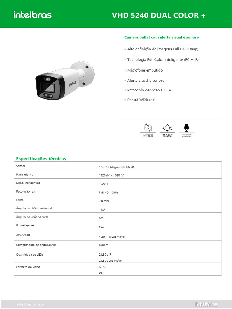 Câmera Intelbras VHD 5240 Dual Color | PDF | Televisão de alta ...
