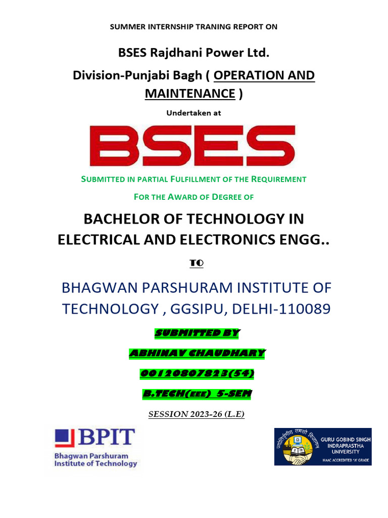 Bachelor OF Technology IN Electrical AND Electronics ENGG. | PDF