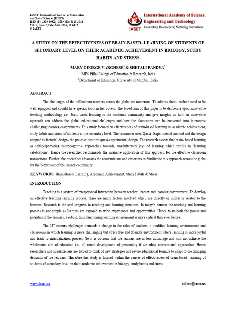 Effectiveness of Brain-Based Learning | PDF | Learning | Memory