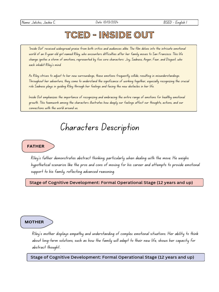 Inside Out: Emotions and Growth Explained | PDF | Emotions | Thought