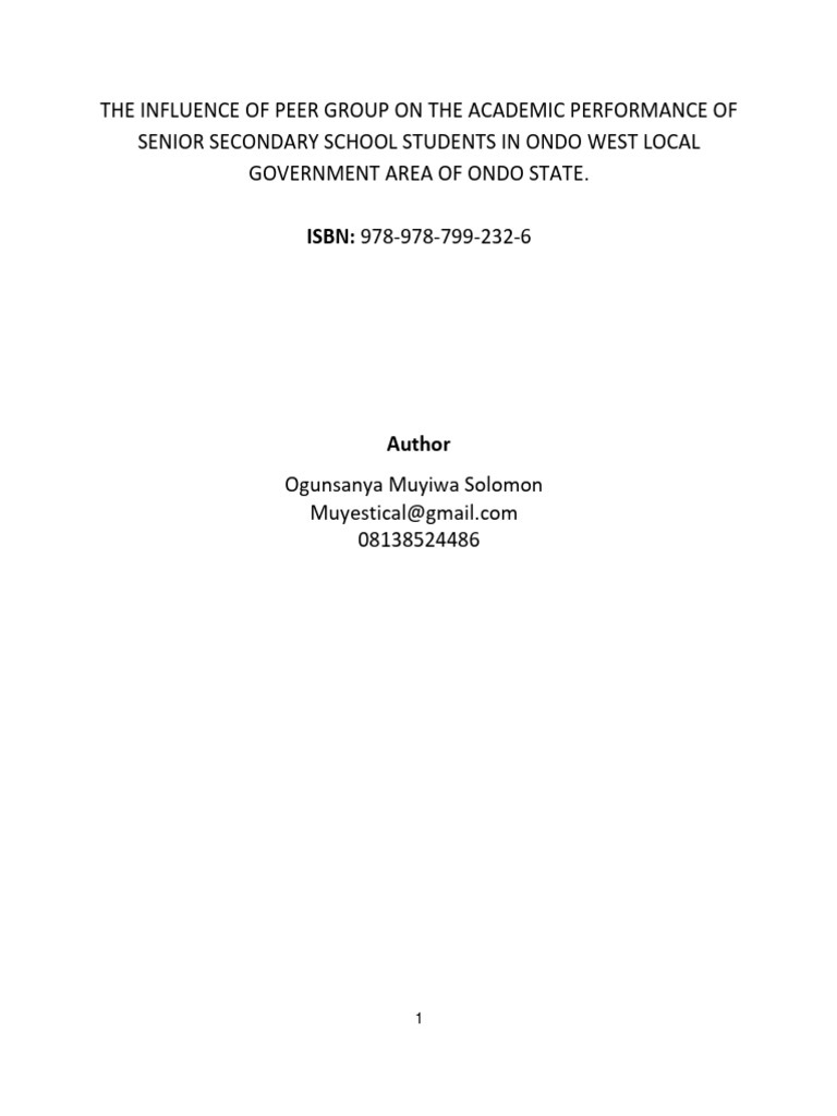 Peer Group Influence on Academic Success | PDF | Adolescence | Conformity
