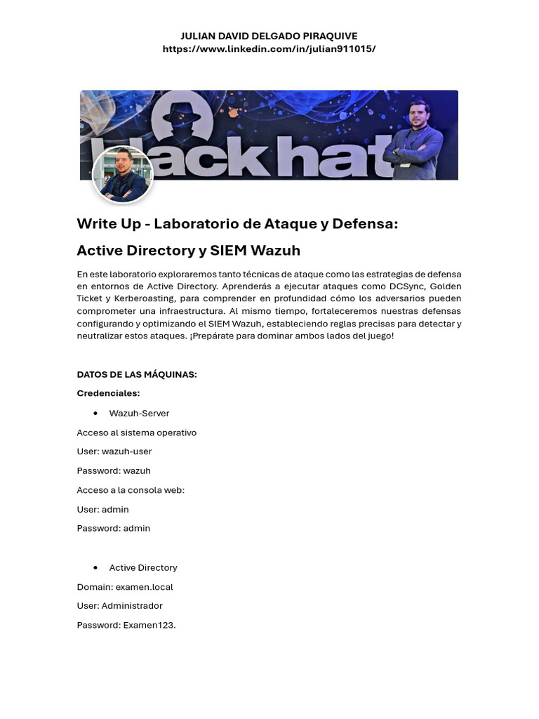 Ataques y Defensa en Active Directory con Wazuh | PDF | Directorio ...