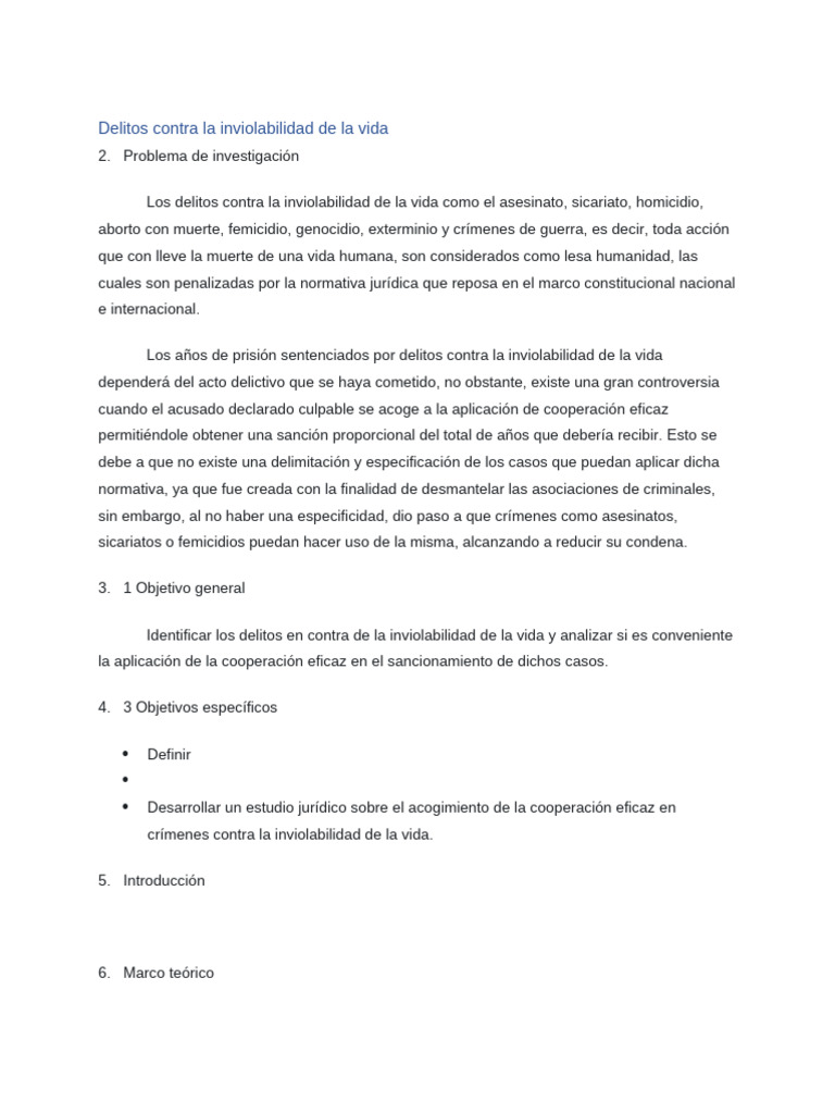 Delitos contra la vida y cooperación eficaz | PDF | Asesinato | Homicidio