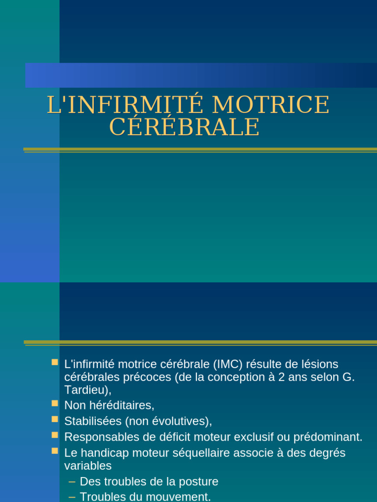 Comprendre l'infirmité motrice cérébrale | PDF | Infirmité motrice ...