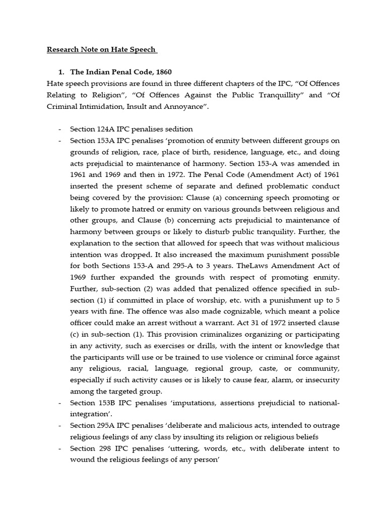 Research On Hate Speech Pdf Criminal Law Crimes