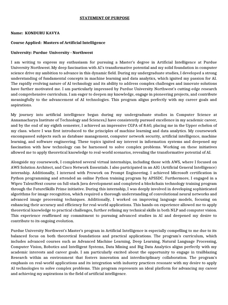 Konduru kavya purdue university sop pdf artificial intelligence