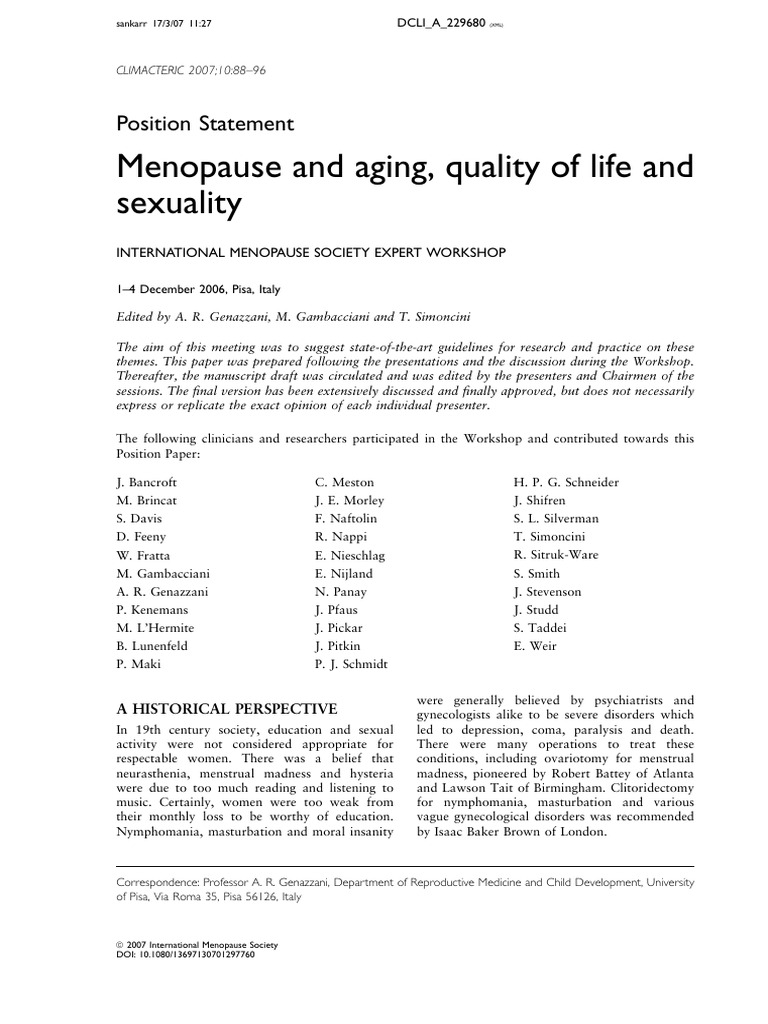 Menopause Aging Qol Sexuality 2006 06 | PDF | Hormone Replacement ...