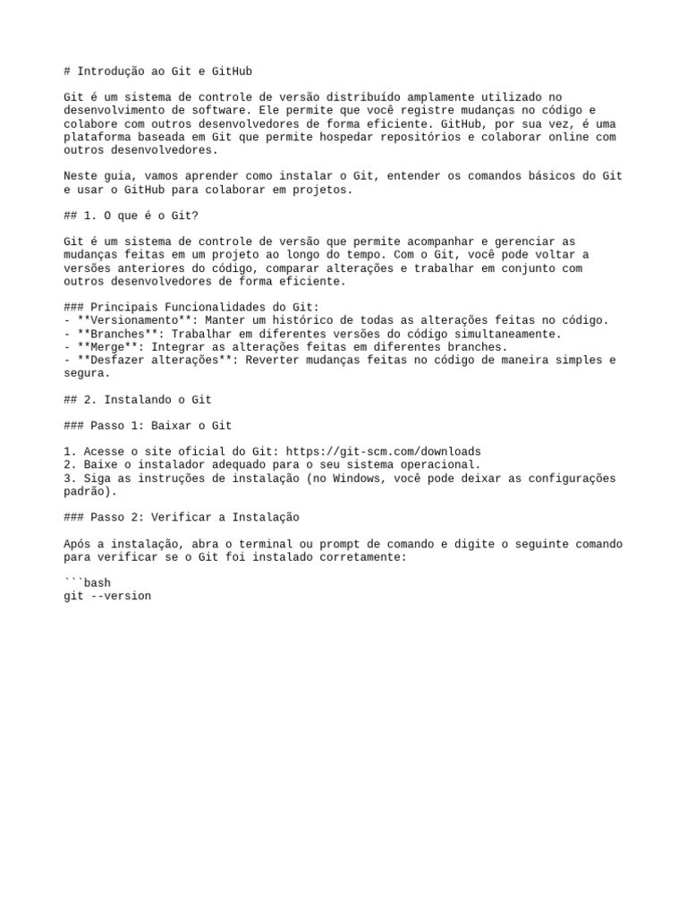 Introdução Ao Git e GitHub | PDF