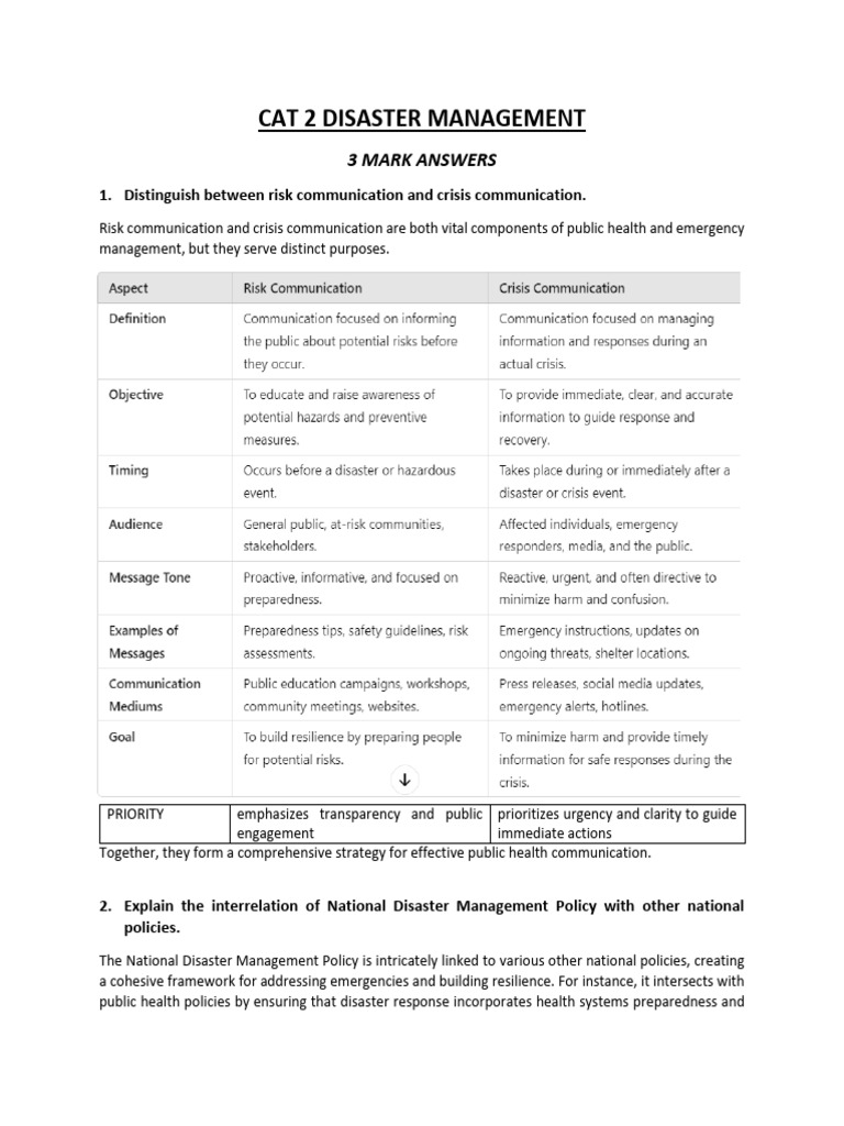 Cat 2 Disaster Management | PDF | Disaster Risk Reduction | Emergency ...