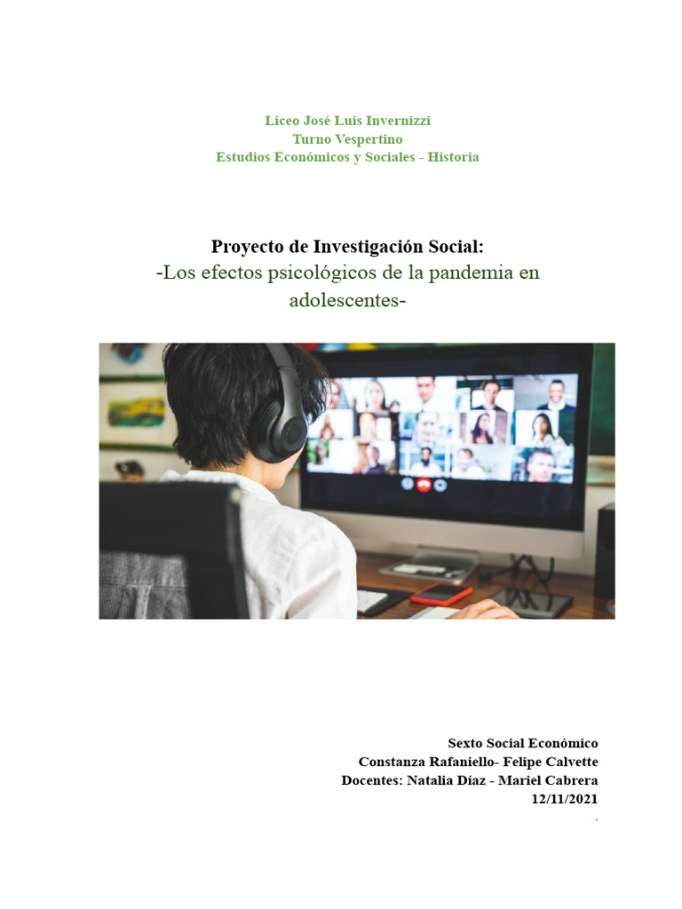 Los Efectos Psicológicos de La Pandemia en Adolescentes | PDF ...