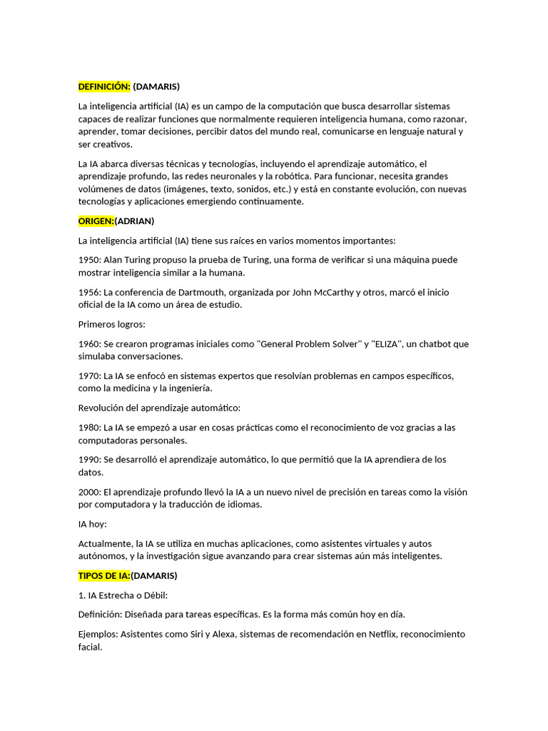 Evolución y Aplicaciones de la IA | PDF | Inteligencia artificial ...