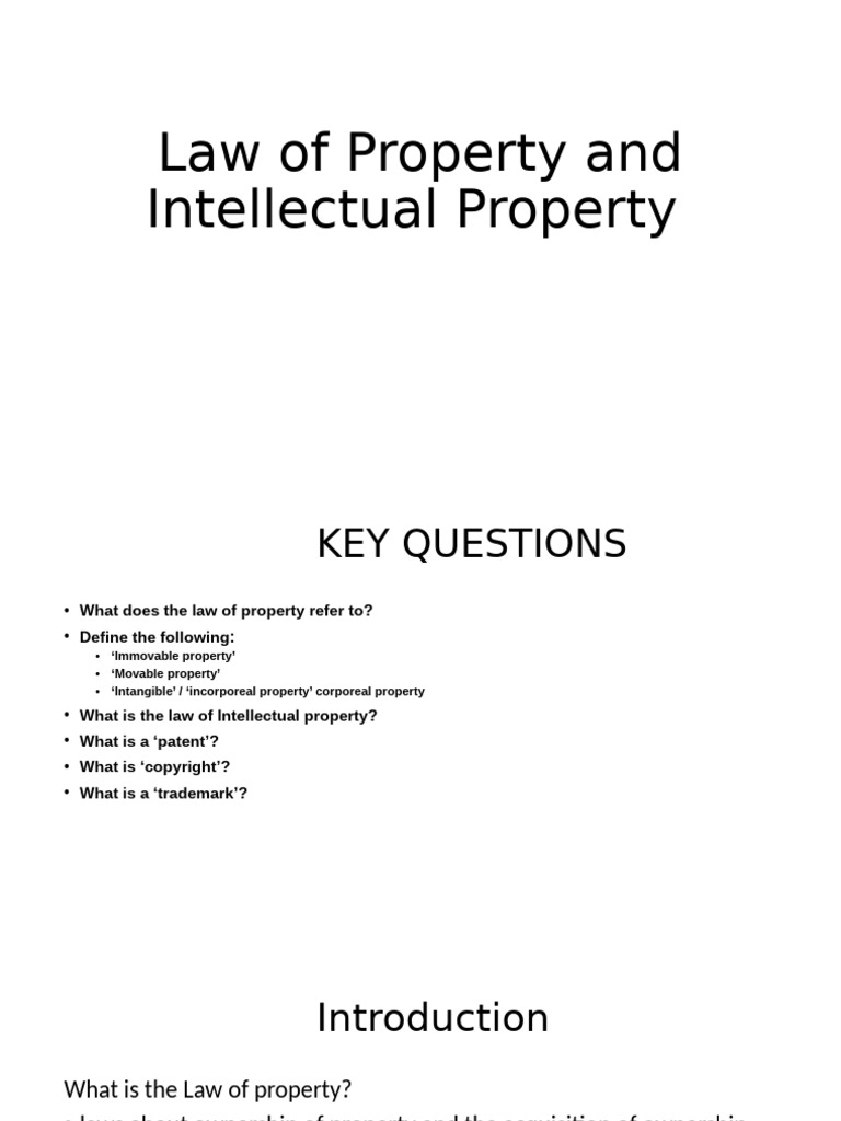 Law of Property and Intellectual Property | PDF | Patent | Property