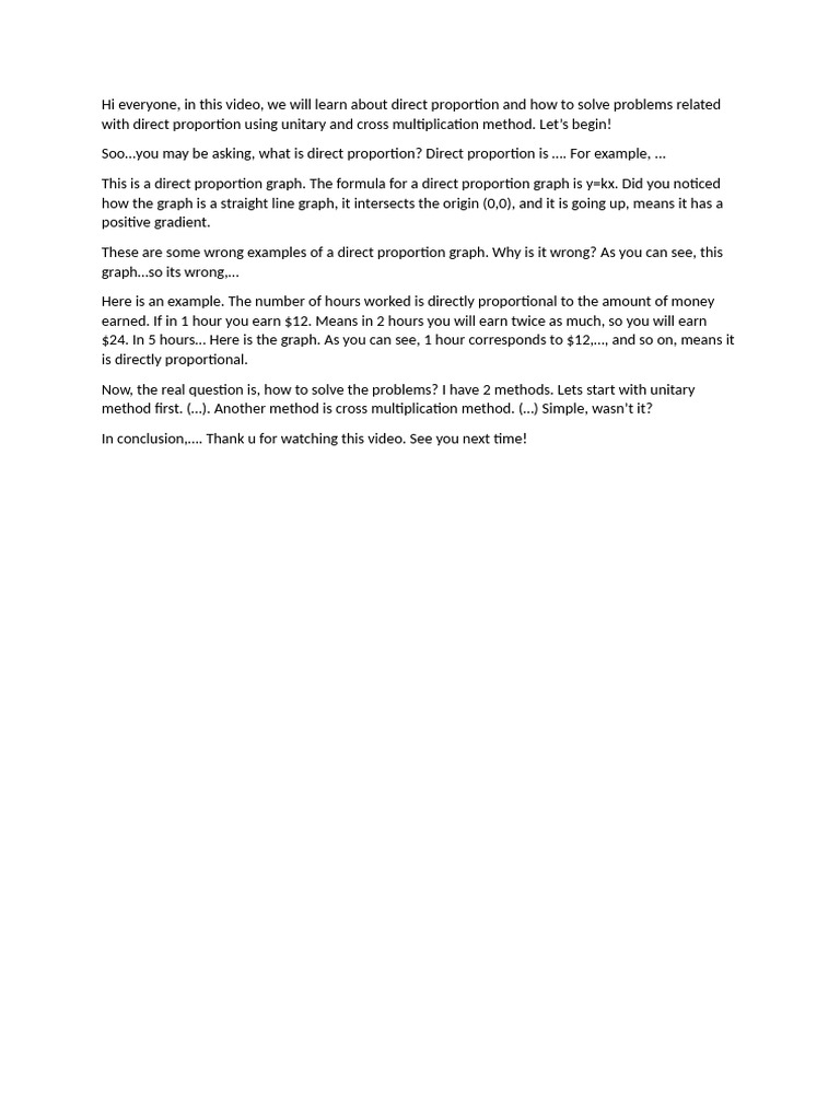 Direct proportion script pdf