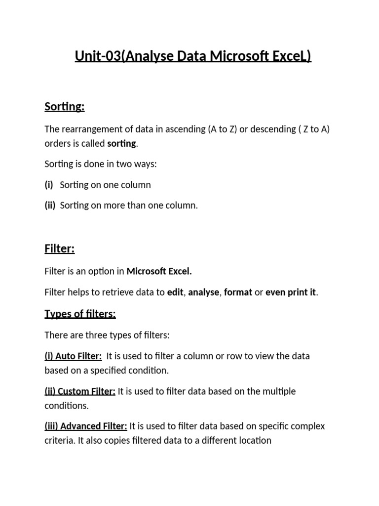 Excel Data Analysis: Sorting & Filtering | PDF | Business