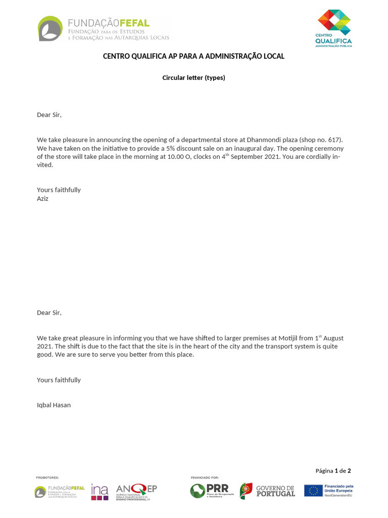 Format Of Circular Letter