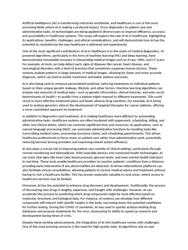 The Role of AI in Healthcare | PDF | Artificial Intelligence ...