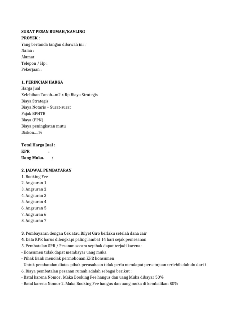 Contoh SPR Pembelian Rumah | PDF