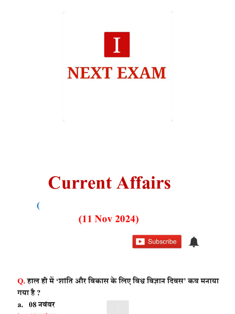 11 Nov 2024 Current Affairs by NEXT EXAM | PDF