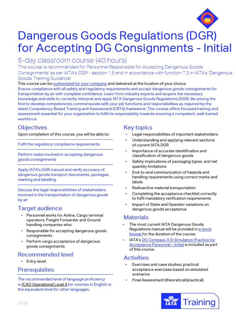 DGR Training for Dangerous Goods Acceptance | PDF | Dangerous Goods