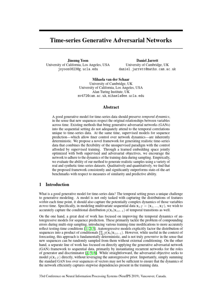 Time-Series GANs for Dynamic Data Generation | PDF | Time Series ...