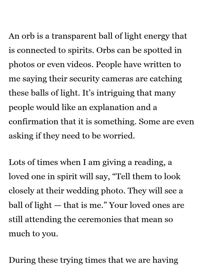 Seeing orbs in photos They're spirits of loved o… PDF