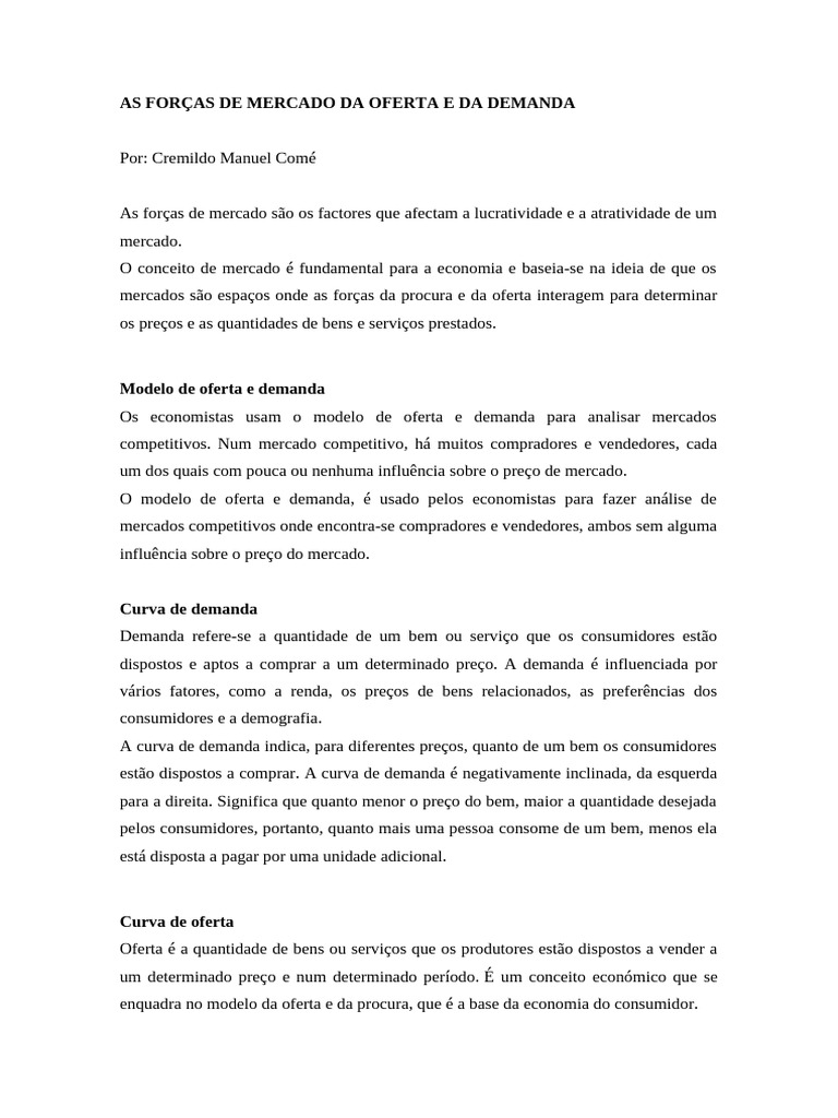 Oferta e Demanda: Conceitos Básicos | PDF | Demanda | Oferta e procura