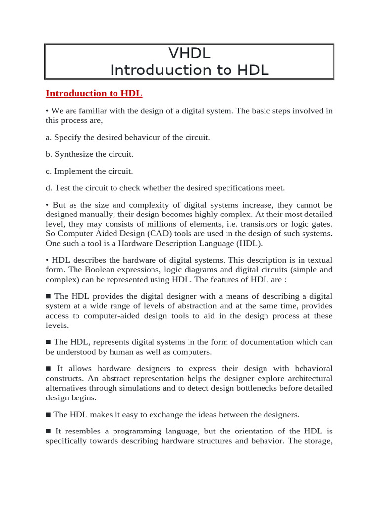 VHDL | PDF | Data Type | Hardware Description Language