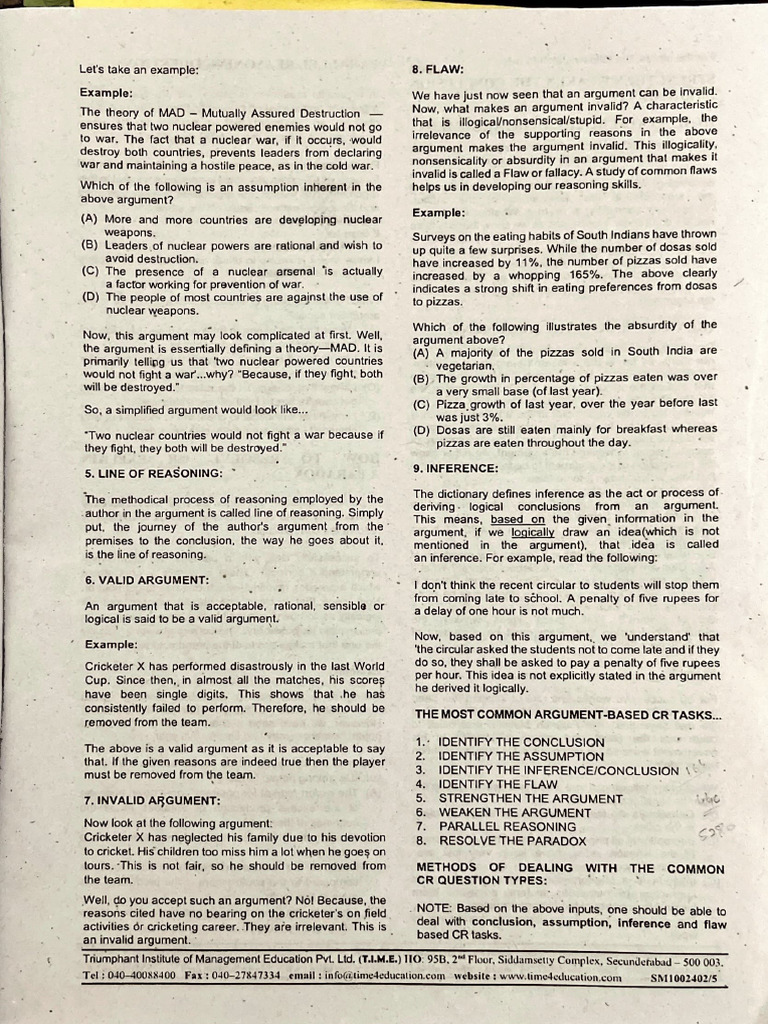 Critical reasoning pdf argument inference