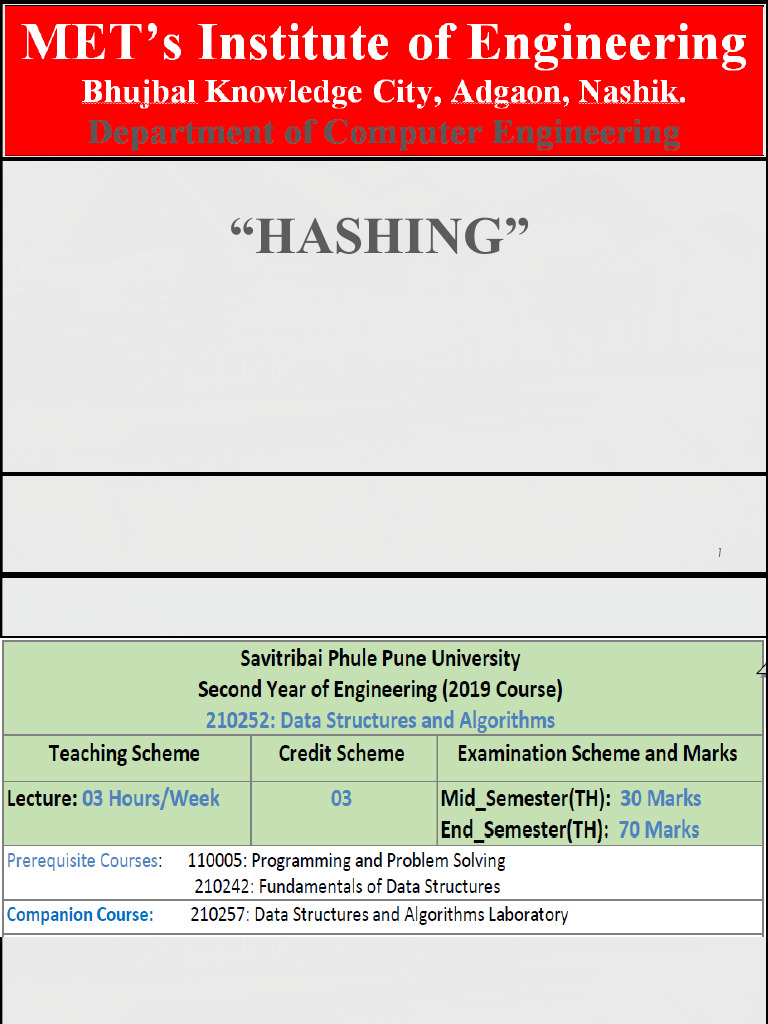 Unit 1 Dsa Hashing 2024 1 | PDF | Database Index | Computer Data