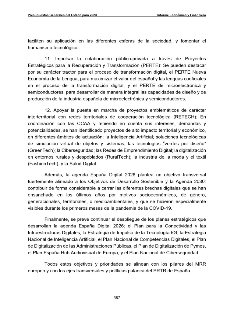 Presupuestos Generales Del Estado para 2023 Informe Económico y ...