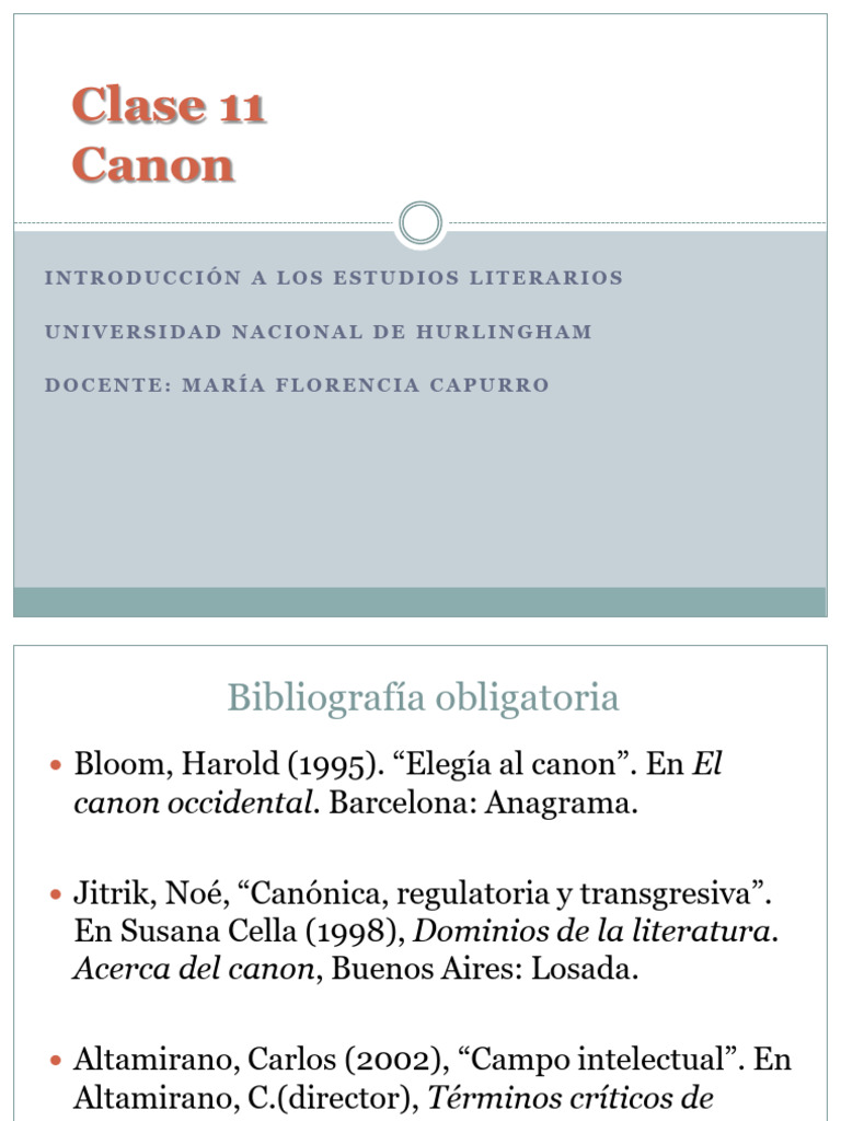 Clase 11 Canon - 2C 2024 | PDF | William Shakespeare | Ideologías