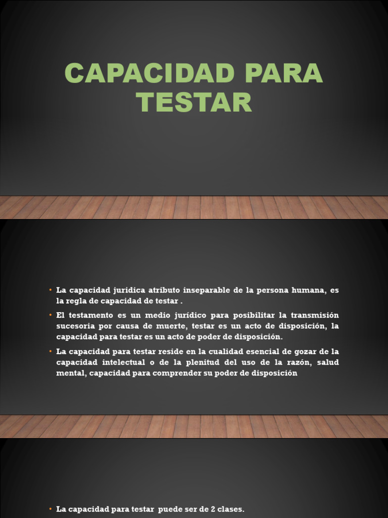 Capacidad para Testar: Requisitos Legales | PDF | Voluntad y testamento ...