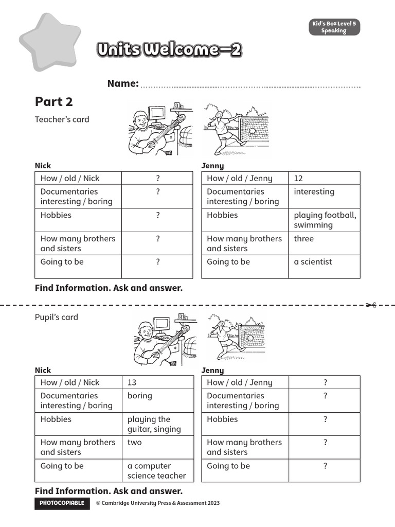 Kid's Box Level 2 Speaking Activities | PDF