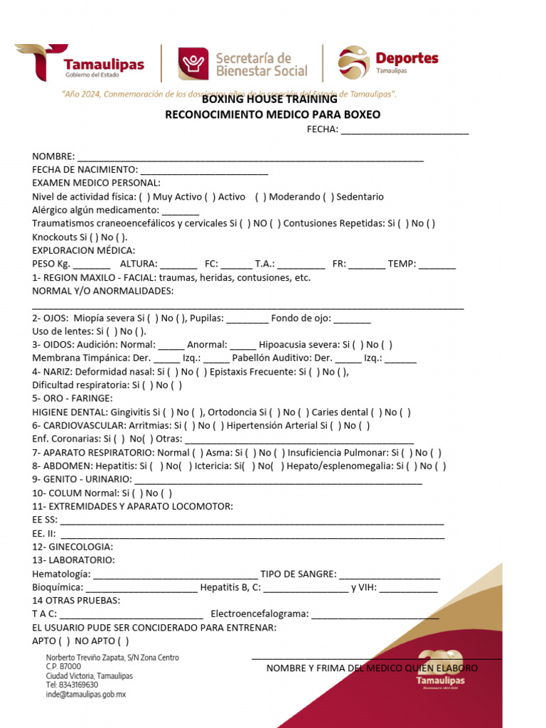 Reconocimiento Médico para Boxeo | PDF | Especialidades Medicas ...