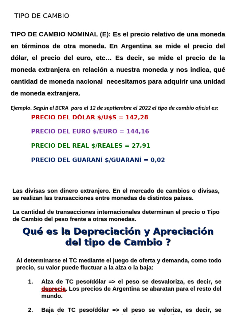 Tipos de Cambio: Nominal y Real en Argentina | PDF | Tipo de cambio ...
