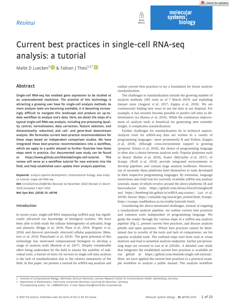 Best Practices in Single-Cell RNA-Seq | PDF | Dependent And Independent ...