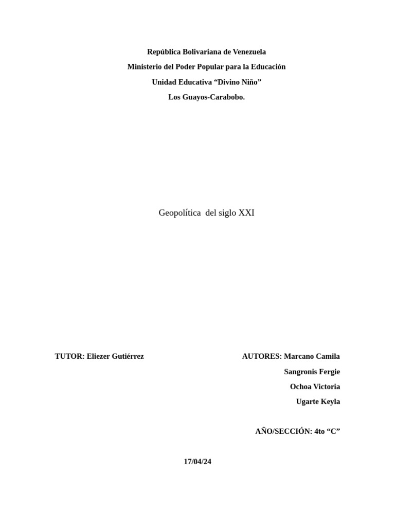 Geopolítica del Siglo XXI: Multipolaridad y Desafíos | PDF | Geografía ...