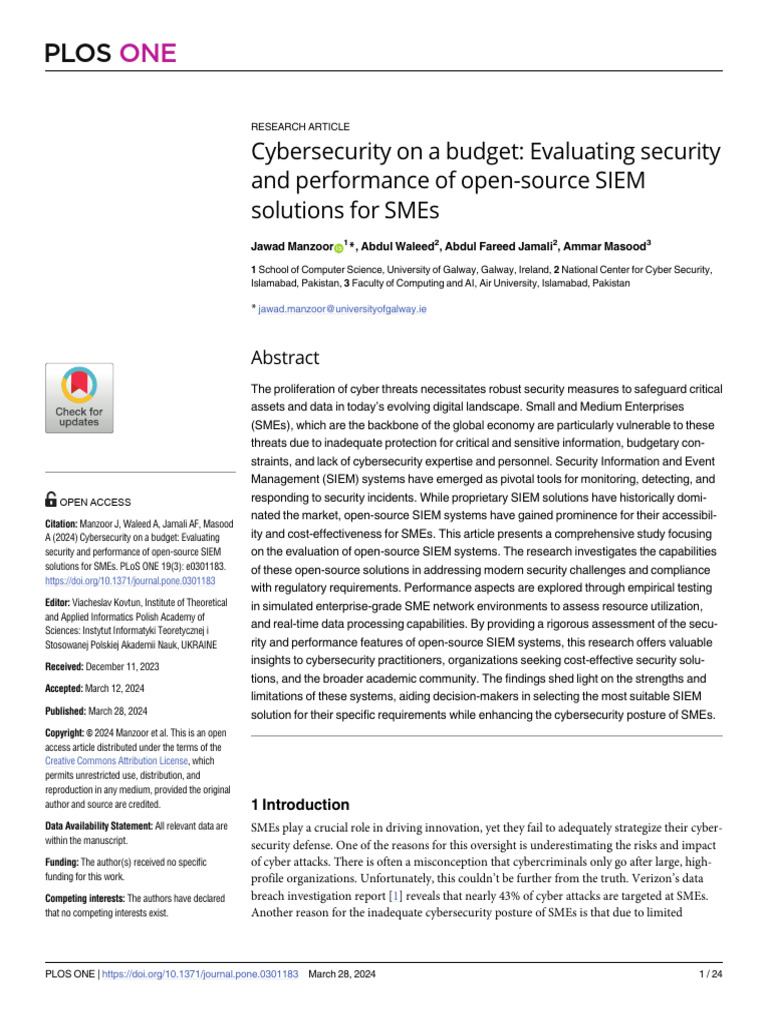 Cybersecurity On A Budget Evaluating Security and | PDF | Computer ...