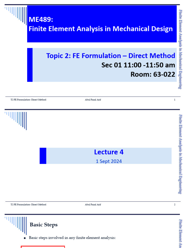 Direct Method in Finite Element Analysis | PDF | Structural Analysis ...