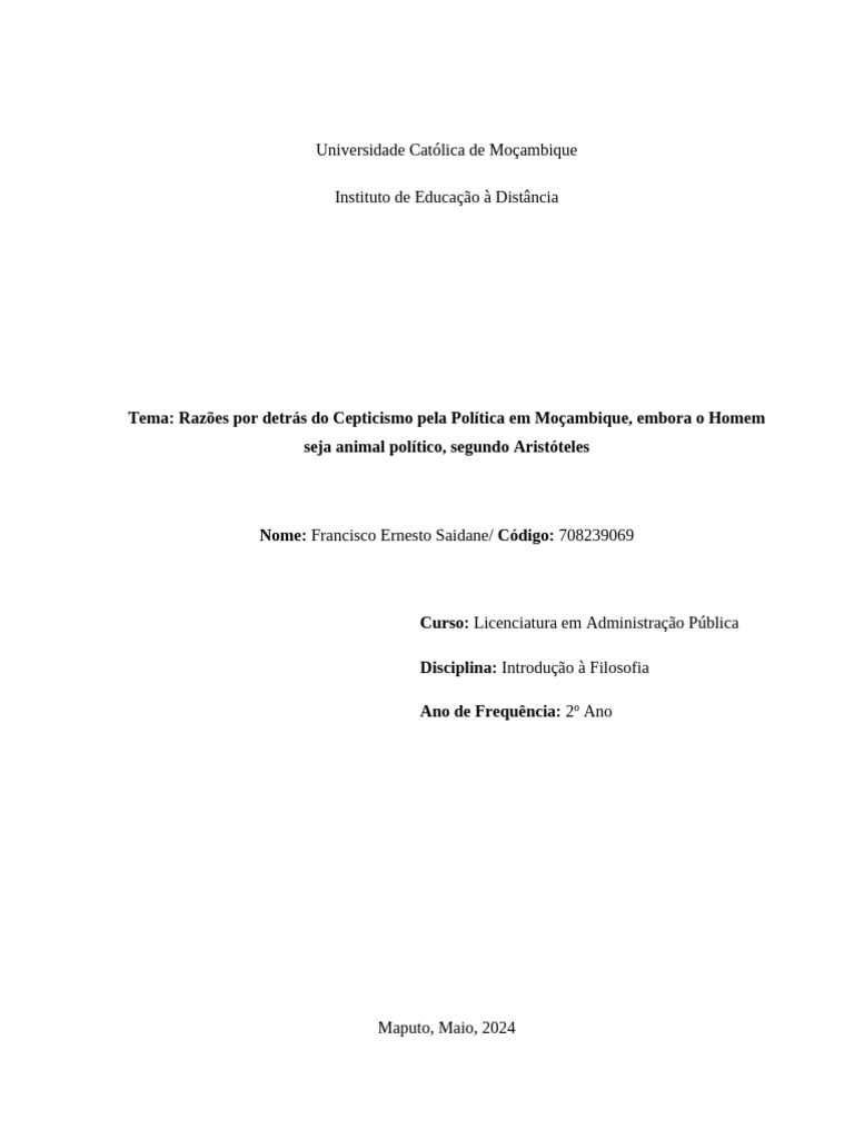 Cepticismo Político em Moçambique | PDF | Democracia | Ideologias Políticas