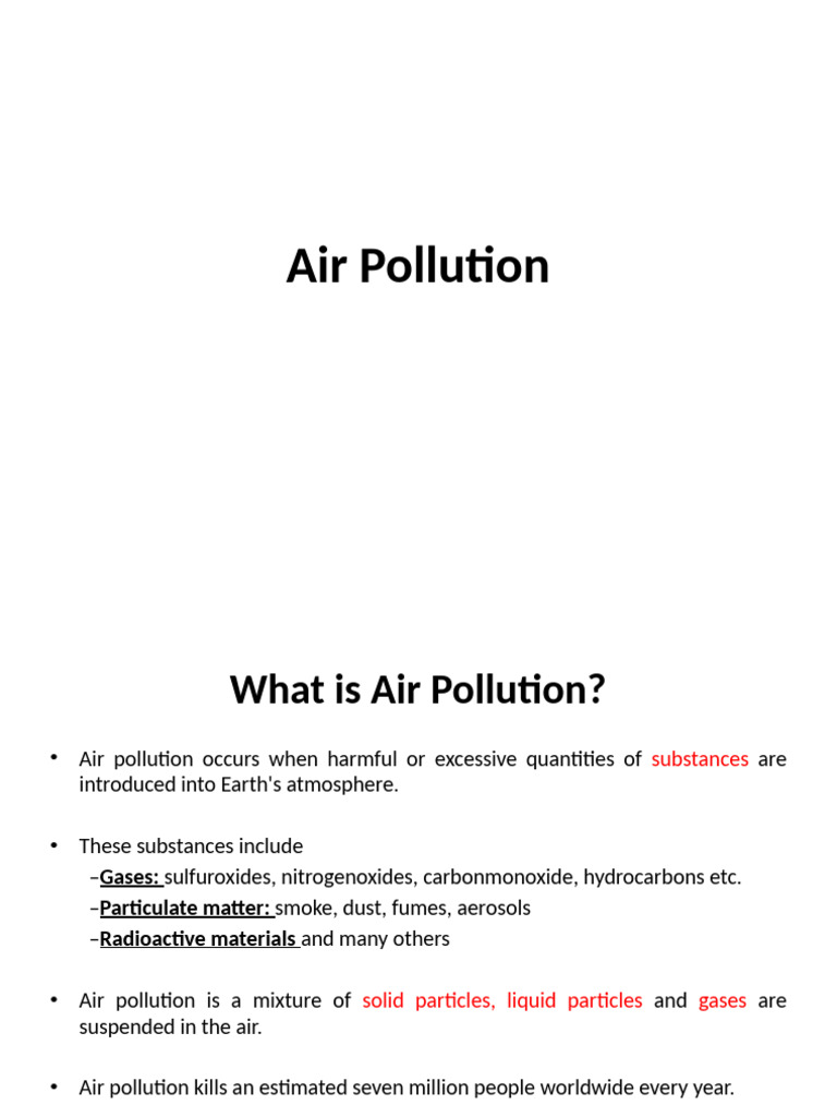 Understanding Air Pollution Sources & Effects | PDF | Atmosphere Of ...
