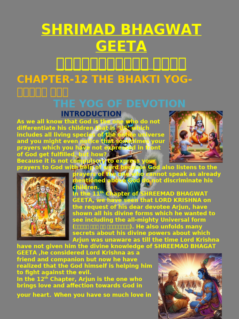 Bhakti Yoga in Bhagavad Gita Chapter 12 | PDF | Bhakti | Bhagavad Gita