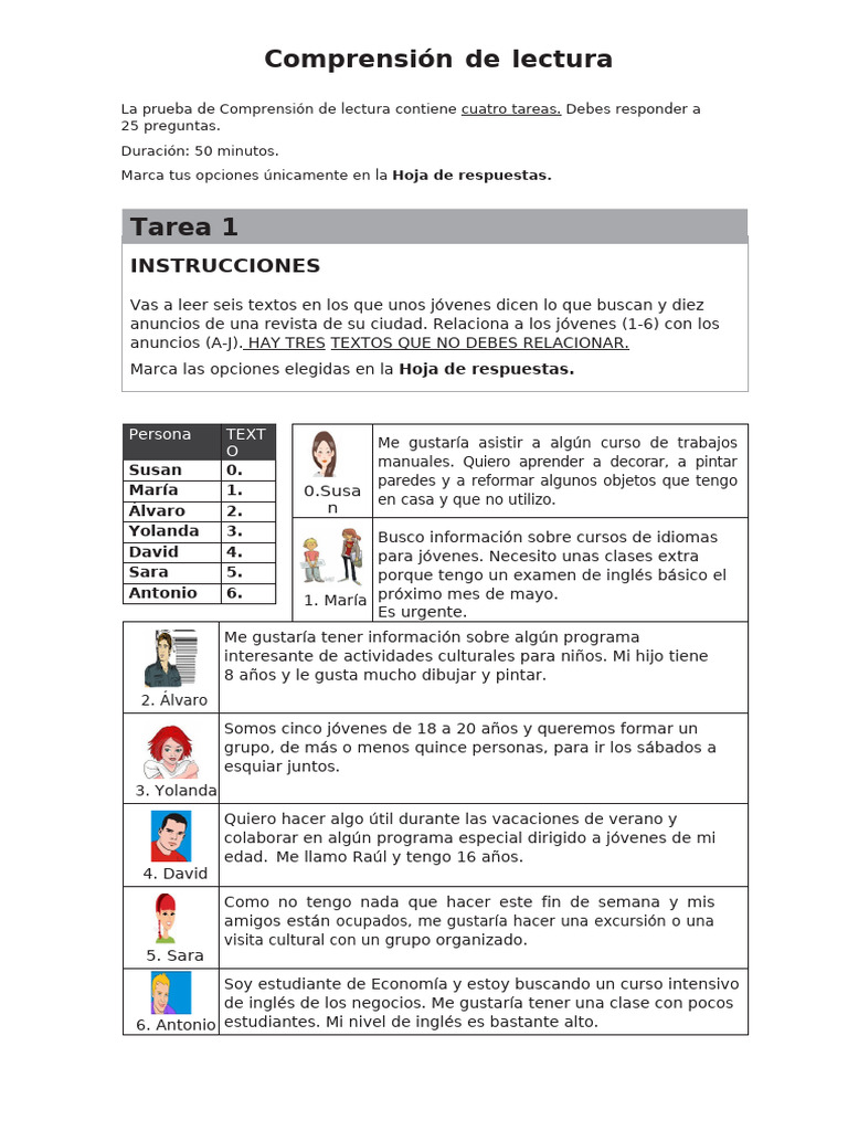 Comprensión de Lectura 1 a2-b1 | PDF