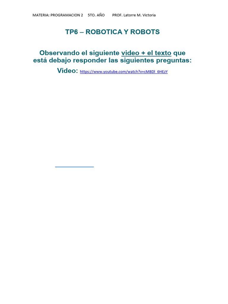 TP - anexo ROBOTICA (programacion) | PDF | Robot | Robótica