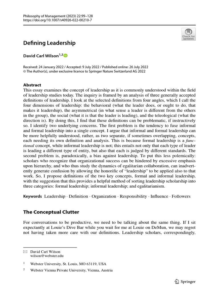 Defining Leadership: Key Concepts Explained | PDF | Leadership | Definition
